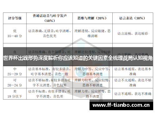 世界杯出线形势深度解析你应该知道的关键因素全梳理战局认知视角